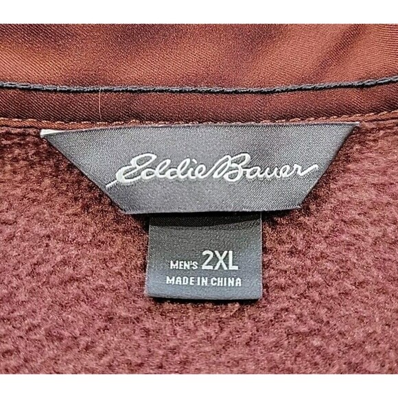 Eddie Bauer Men’s Chutes Microfleece Shirt Rust Red Stripe Button Front Size 2XL - Picture 5 of 13